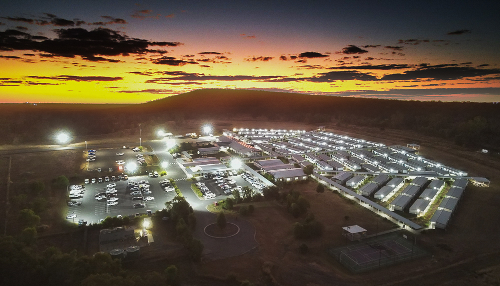 Jellinbah Camp — aerial view at sunset